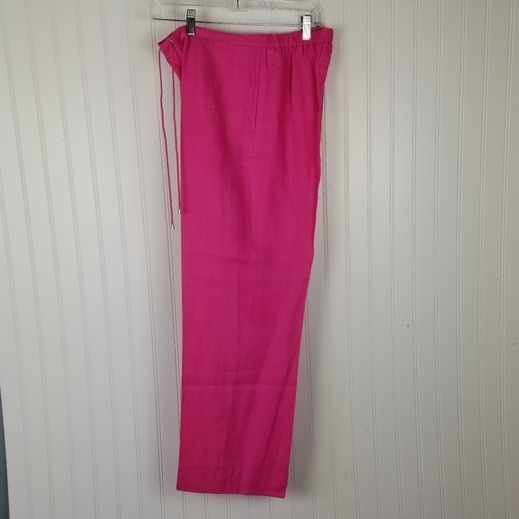 Real Clothes Irish Linen Pull On Pants Womens Size 6 Pink Pockets Drawstring - Picture 7 of 8